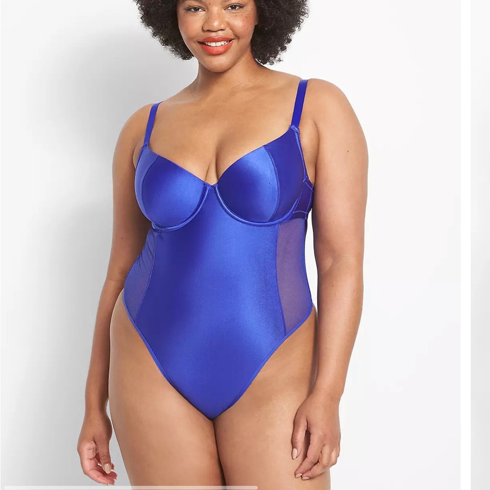 Cacique NWT Micro Sateen Balconette Thong Bodysuit 42DD